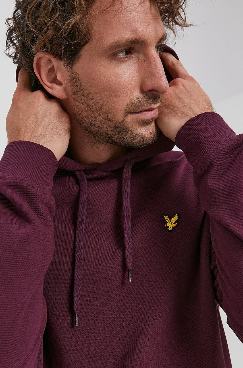 Lyle & Scott Bavlněná mikina pánská fialová barva hladká - Pepit.cz