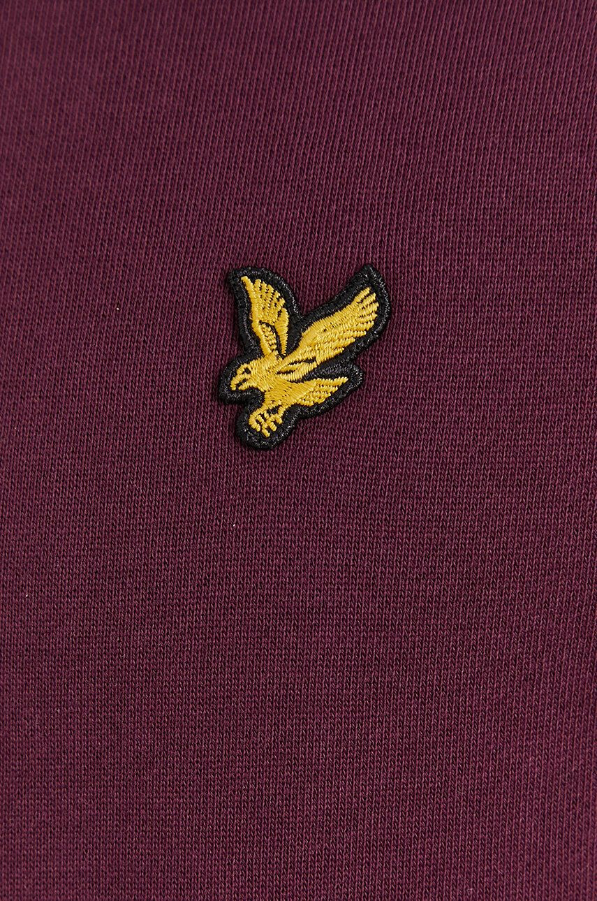 Lyle & Scott Bavlněná mikina pánská fialová barva hladká - Pepit.cz