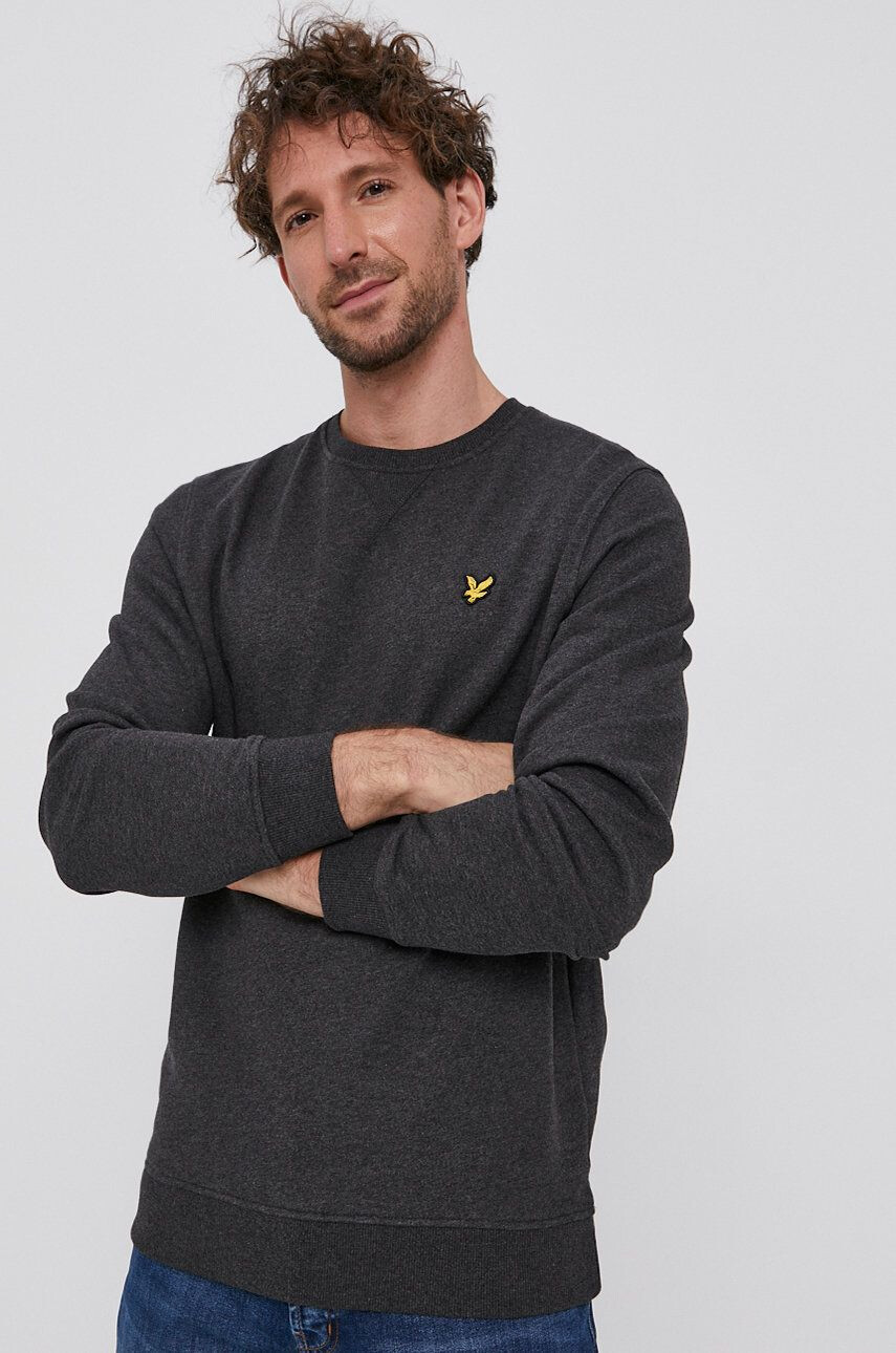 Lyle & Scott Bavlněná mikina pánská šedá barva hladká - Pepit.cz