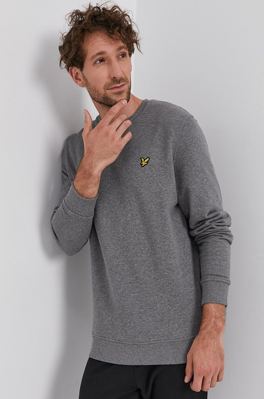 Lyle & Scott Bavlněná mikina pánská šedá barva hladká - Pepit.cz