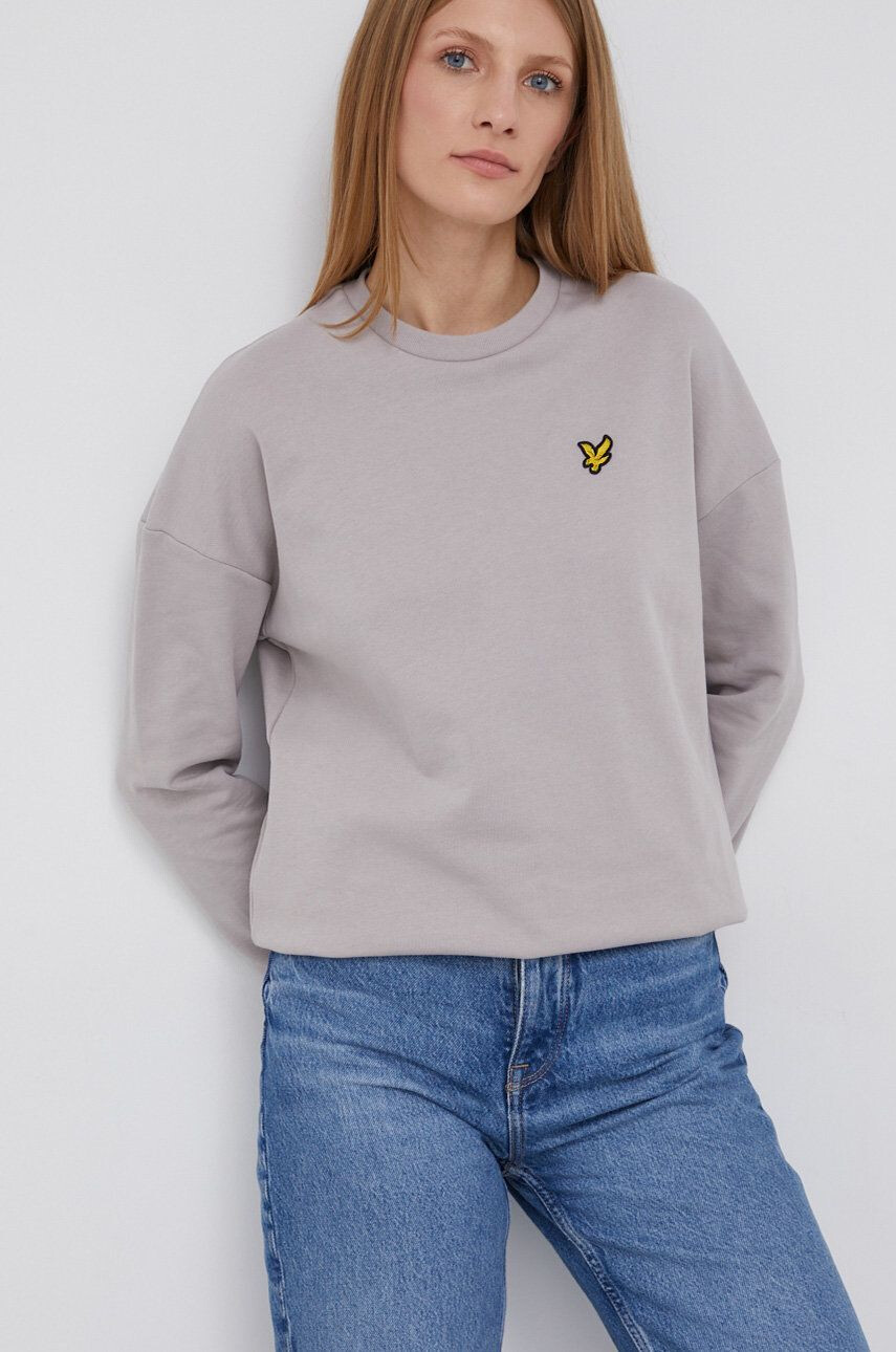 Lyle & Scott Bavlněná mikina dámská šedá barva hladká - Pepit.cz