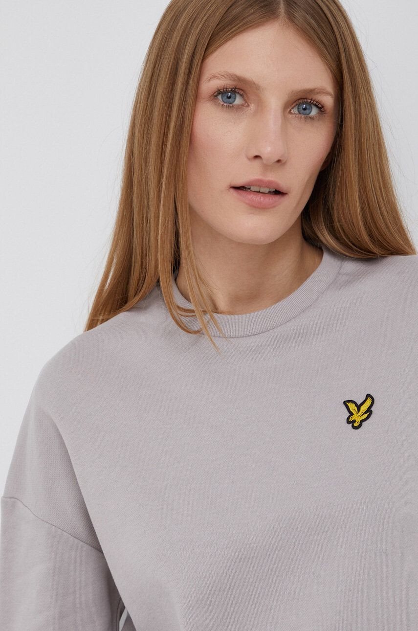 Lyle & Scott Bavlněná mikina dámská šedá barva hladká - Pepit.cz