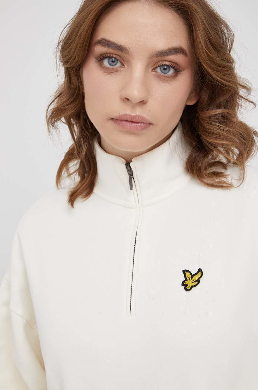 Lyle & Scott Bavlněná mikina dámská béžová barva hladká - Pepit.cz