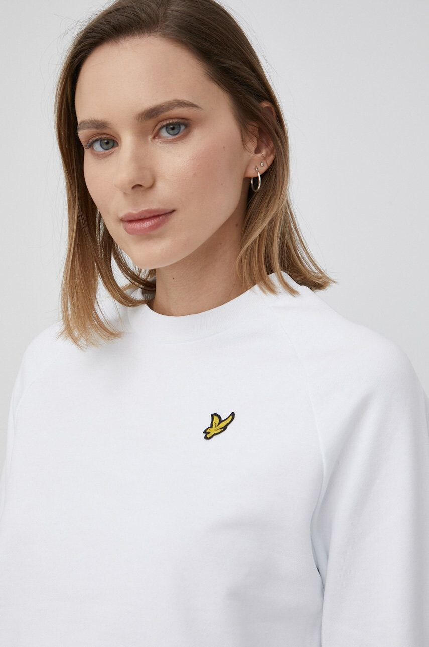 Lyle & Scott Bavlněná mikina dámská bílá barva hladká - Pepit.cz