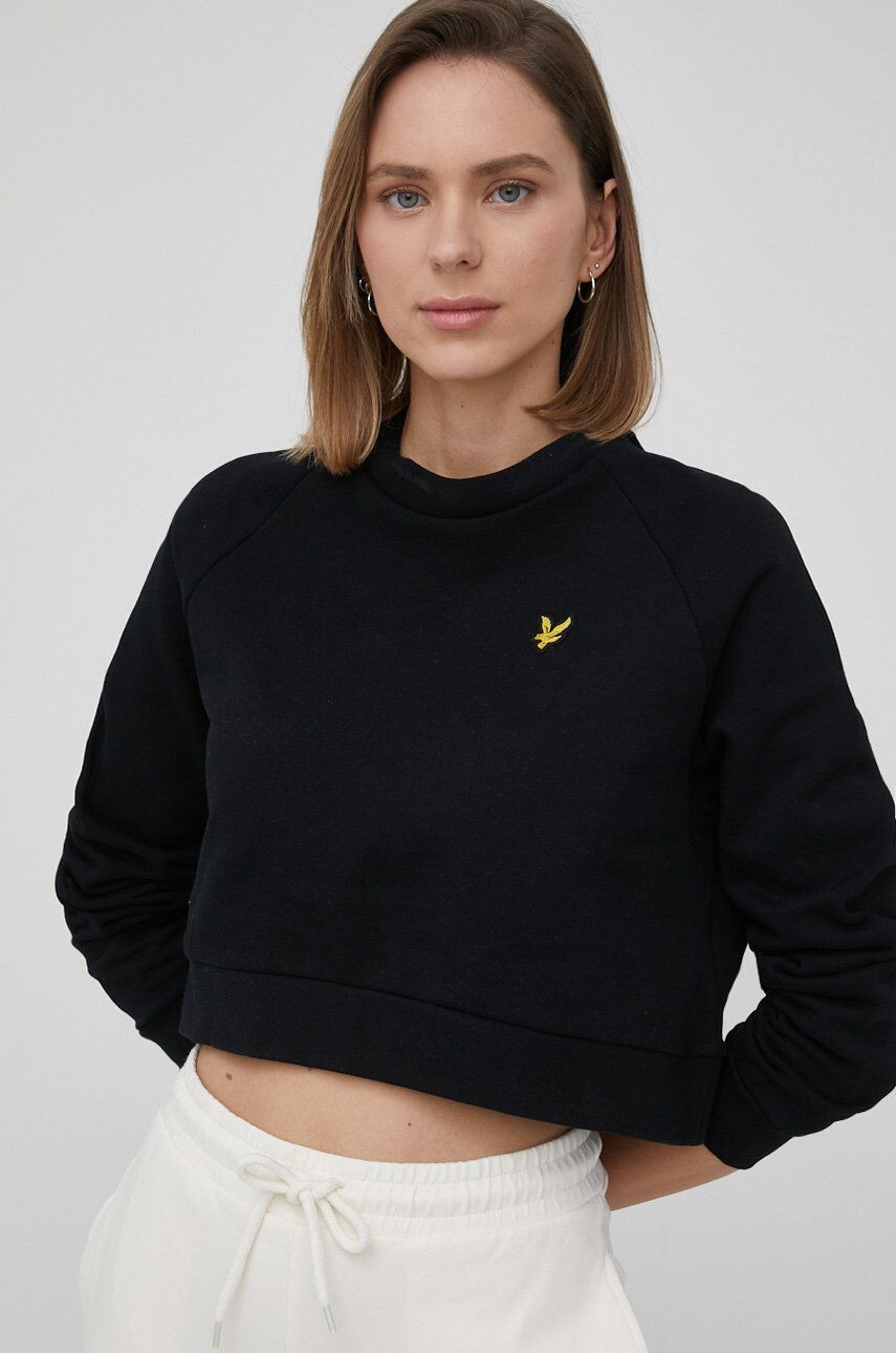 Lyle & Scott Bavlněná mikina dámská černá barva hladká - Pepit.cz