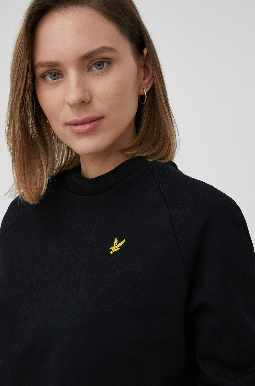 Lyle & Scott Bavlněná mikina dámská černá barva hladká - Pepit.cz