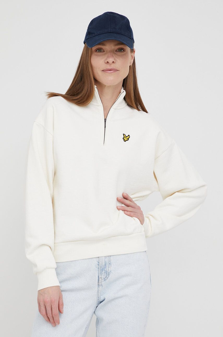 Lyle & Scott Bavlněná mikina dámská béžová barva hladká - Pepit.cz