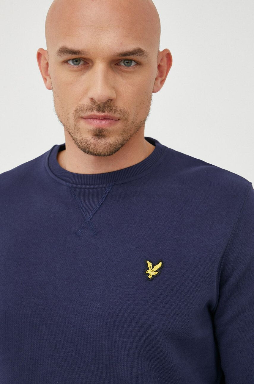 Lyle & Scott Bavlněná mikina pánská tmavomodrá barva hladká - Pepit.cz