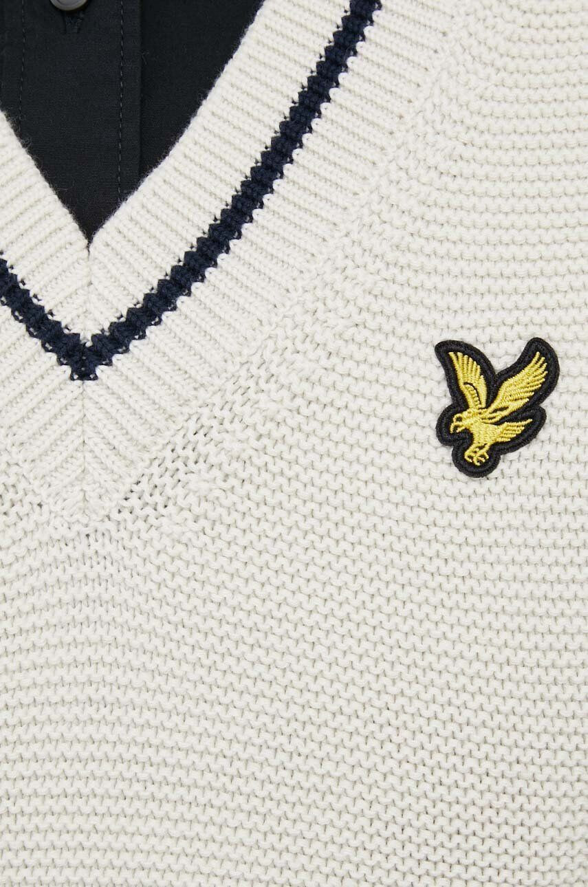 Lyle & Scott Bavlněná vesta béžová barva - Pepit.cz