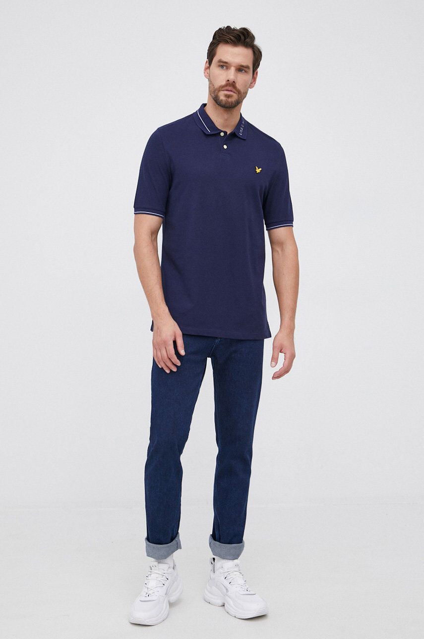 Lyle & Scott Bavlněné polo tričko černá barva - Pepit.cz