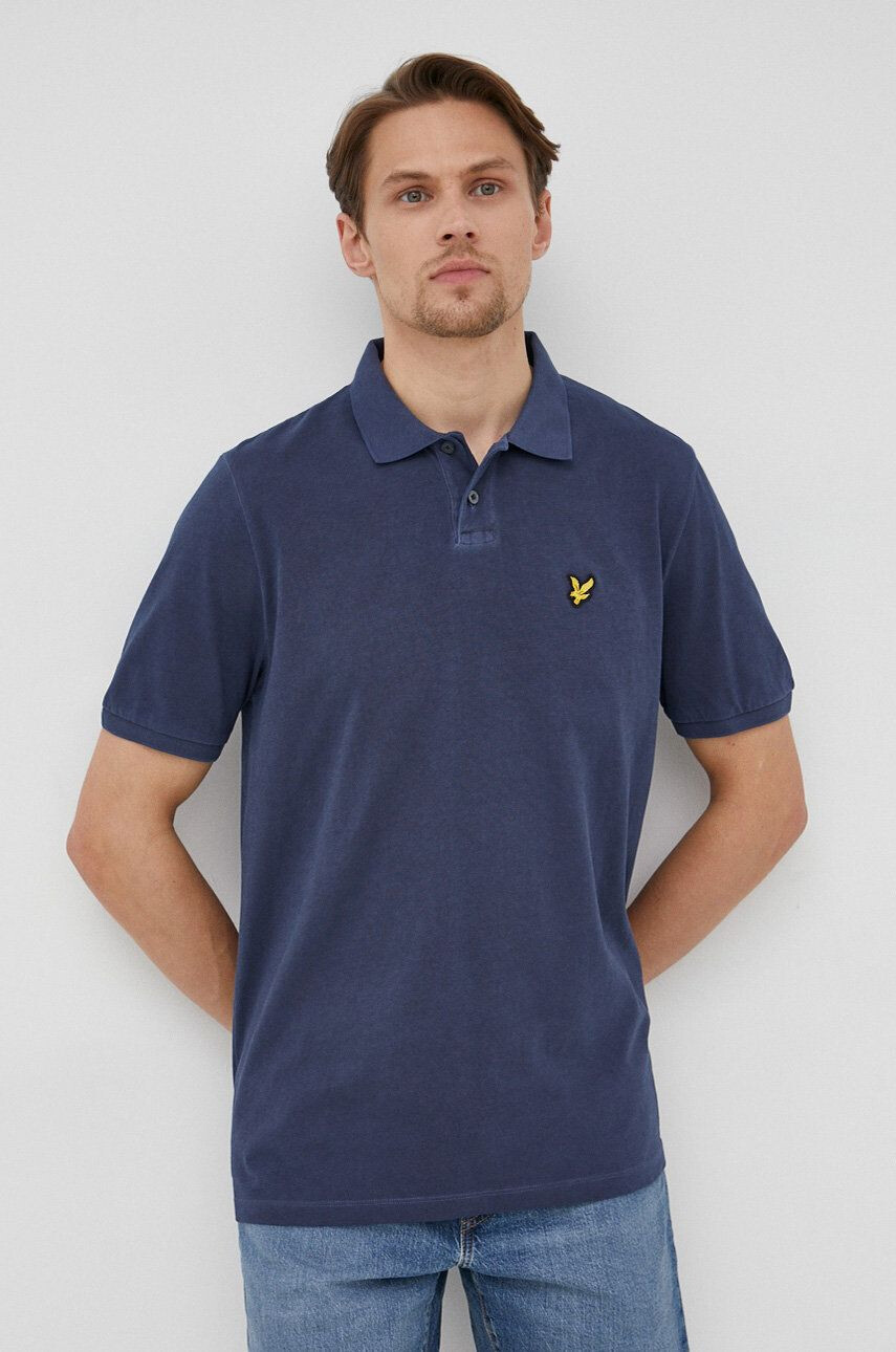 Lyle & Scott Bavlněné polo tričko tmavomodrá barva hladký - Pepit.cz