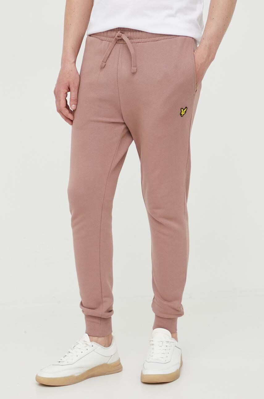 Lyle & Scott Bavlněné tepláky růžová barva - Pepit.cz