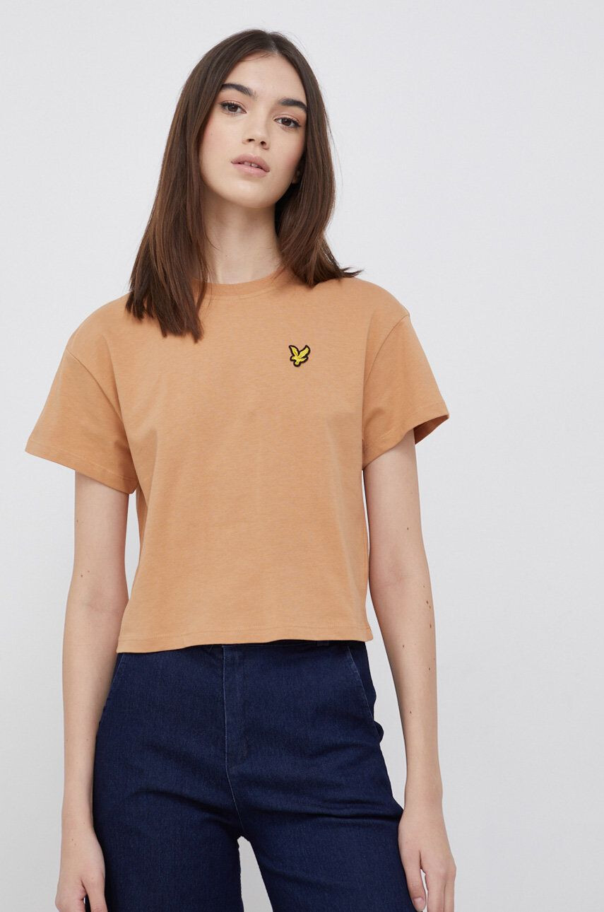 Lyle & Scott Bavlněné tričko fialová barva - Pepit.cz