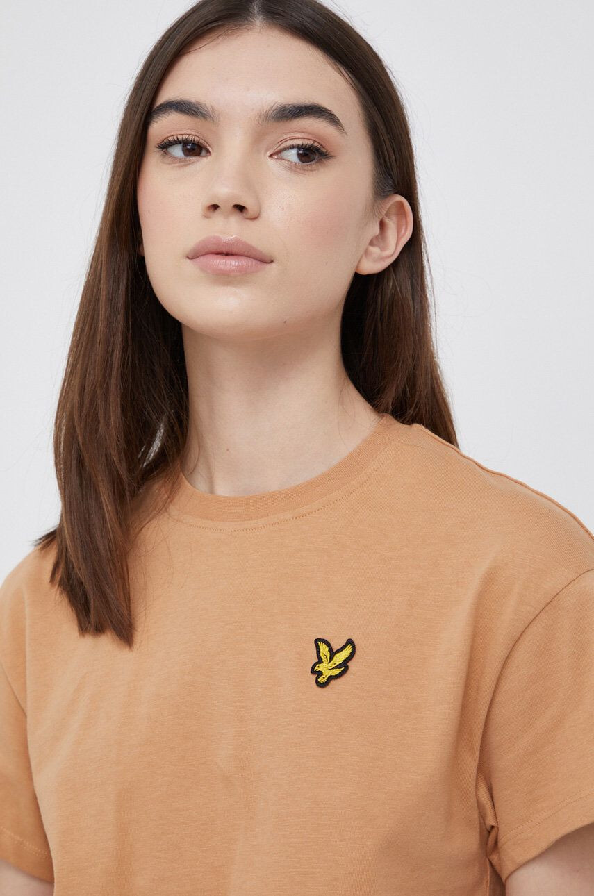 Lyle & Scott Bavlněné tričko fialová barva - Pepit.cz