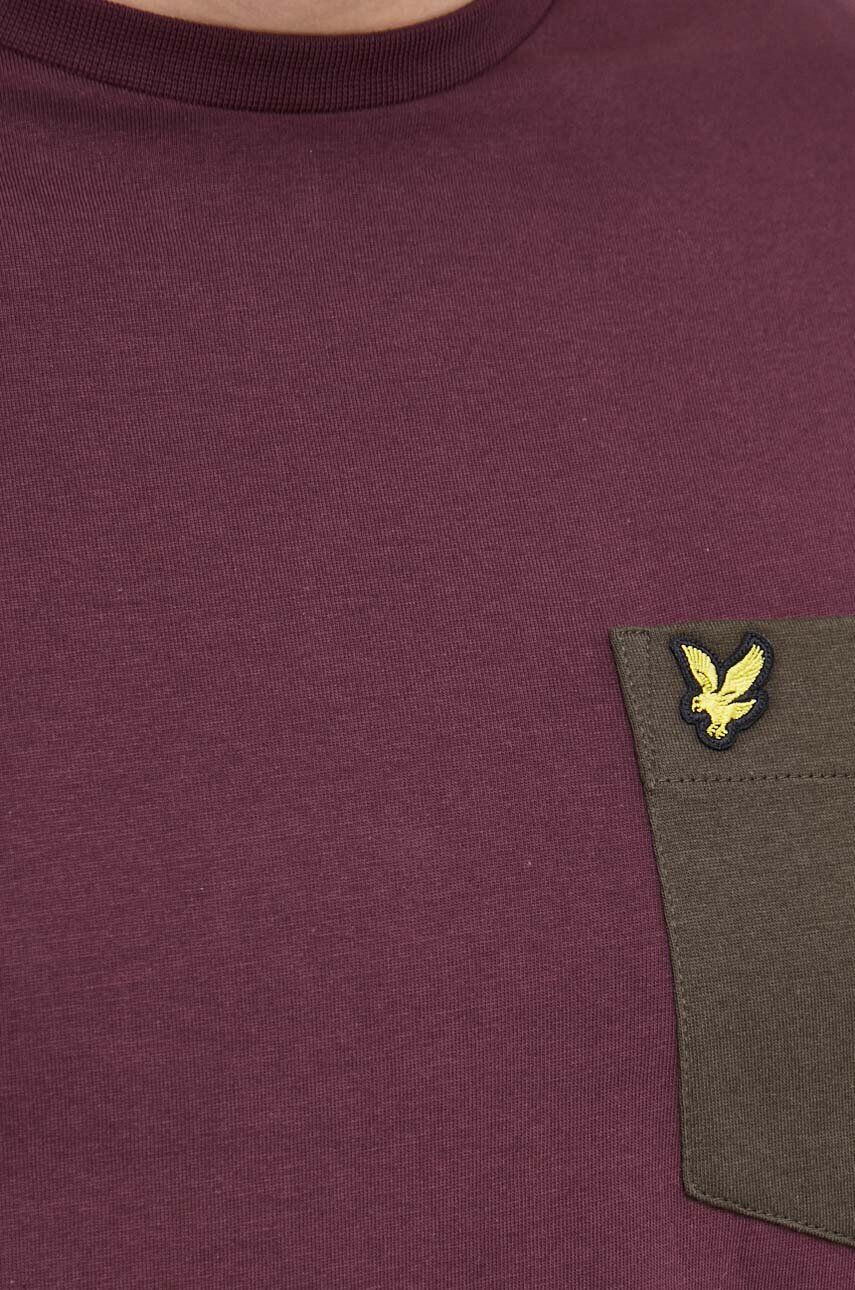 Lyle & Scott Bavlněné tričko fialová barva - Pepit.cz