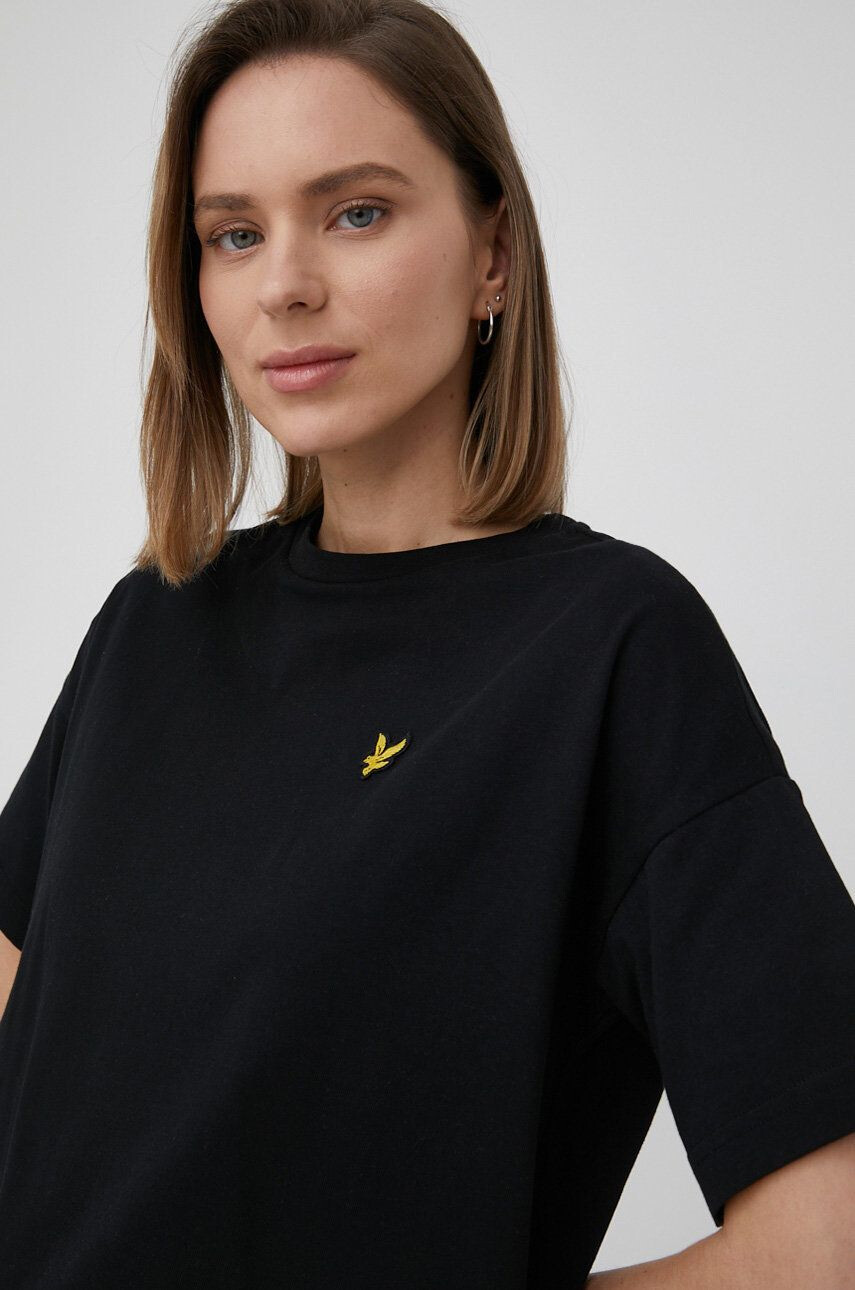 Lyle & Scott Bavlněné tričko černá barva - Pepit.cz