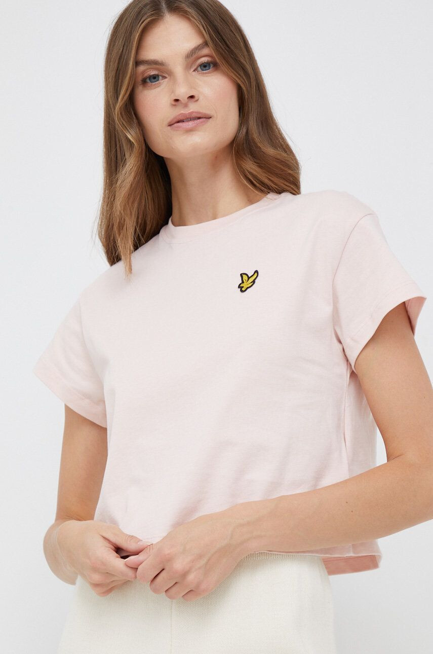 Lyle & Scott Bavlněné tričko zelená barva s potiskem - Pepit.cz