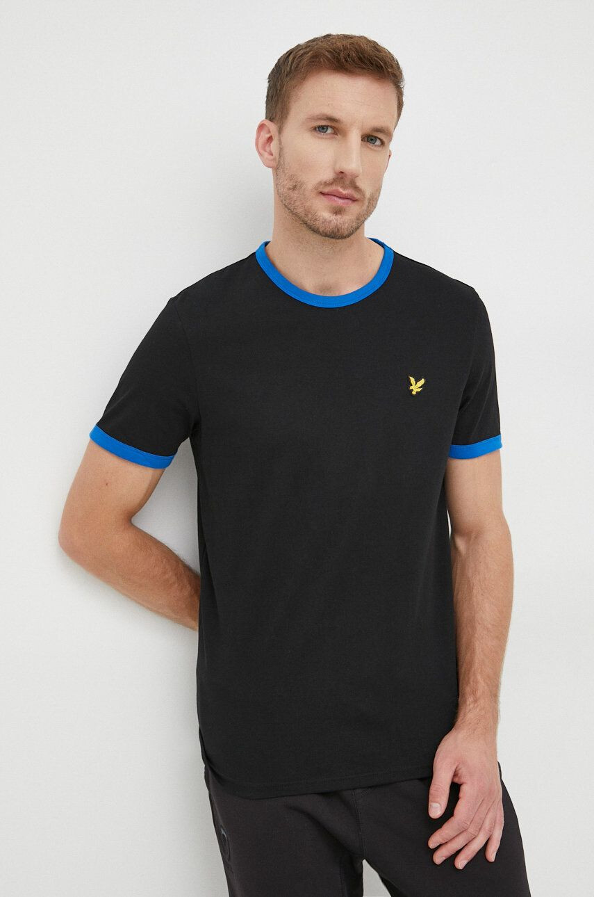 Lyle & Scott Bavlněné tričko zelená barva regular s límečkem button-down - Pepit.cz