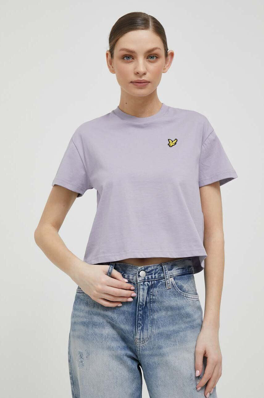 Lyle & Scott Bavlněné tričko fialová barva - Pepit.cz