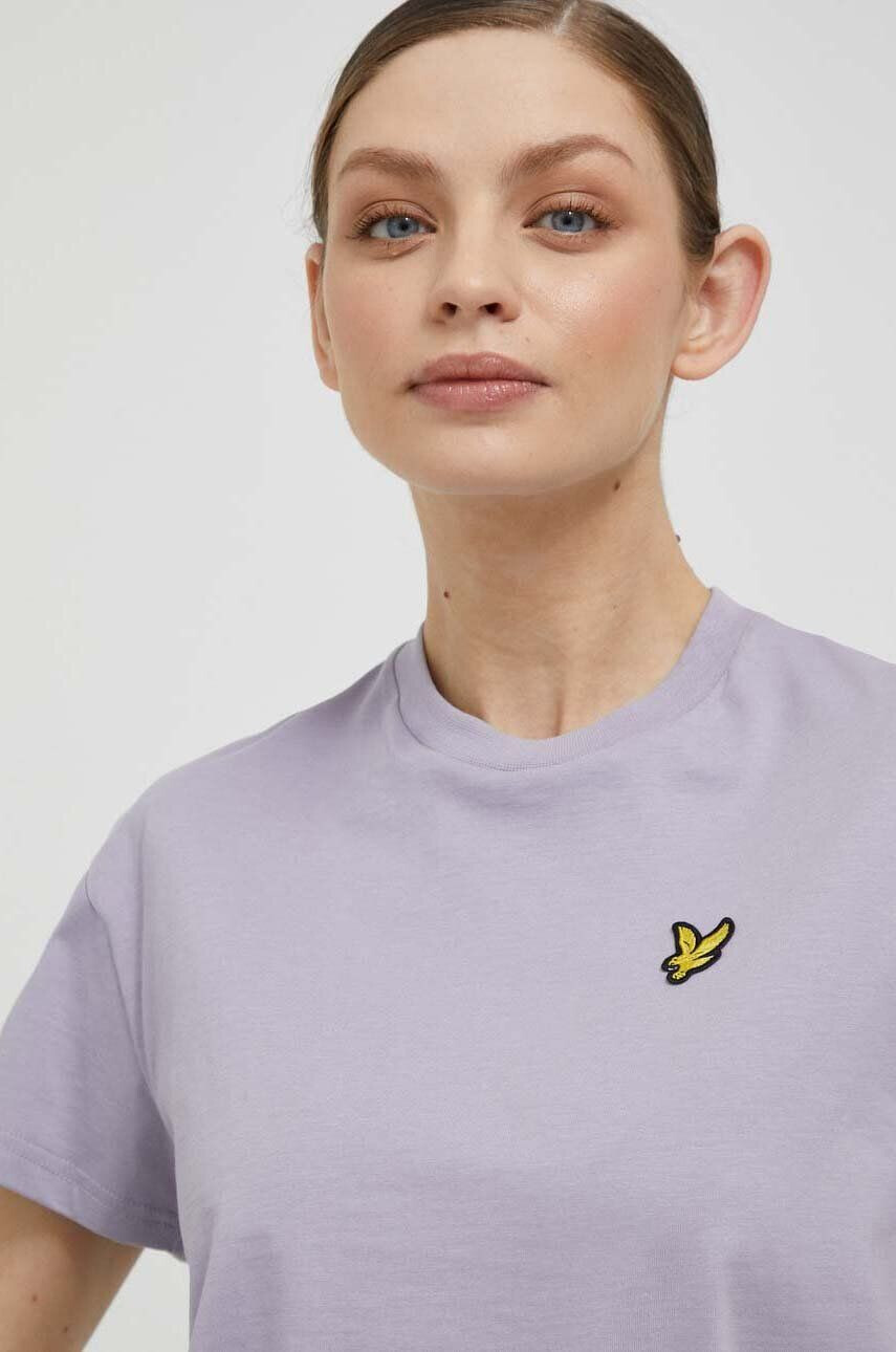 Lyle & Scott Bavlněné tričko fialová barva - Pepit.cz