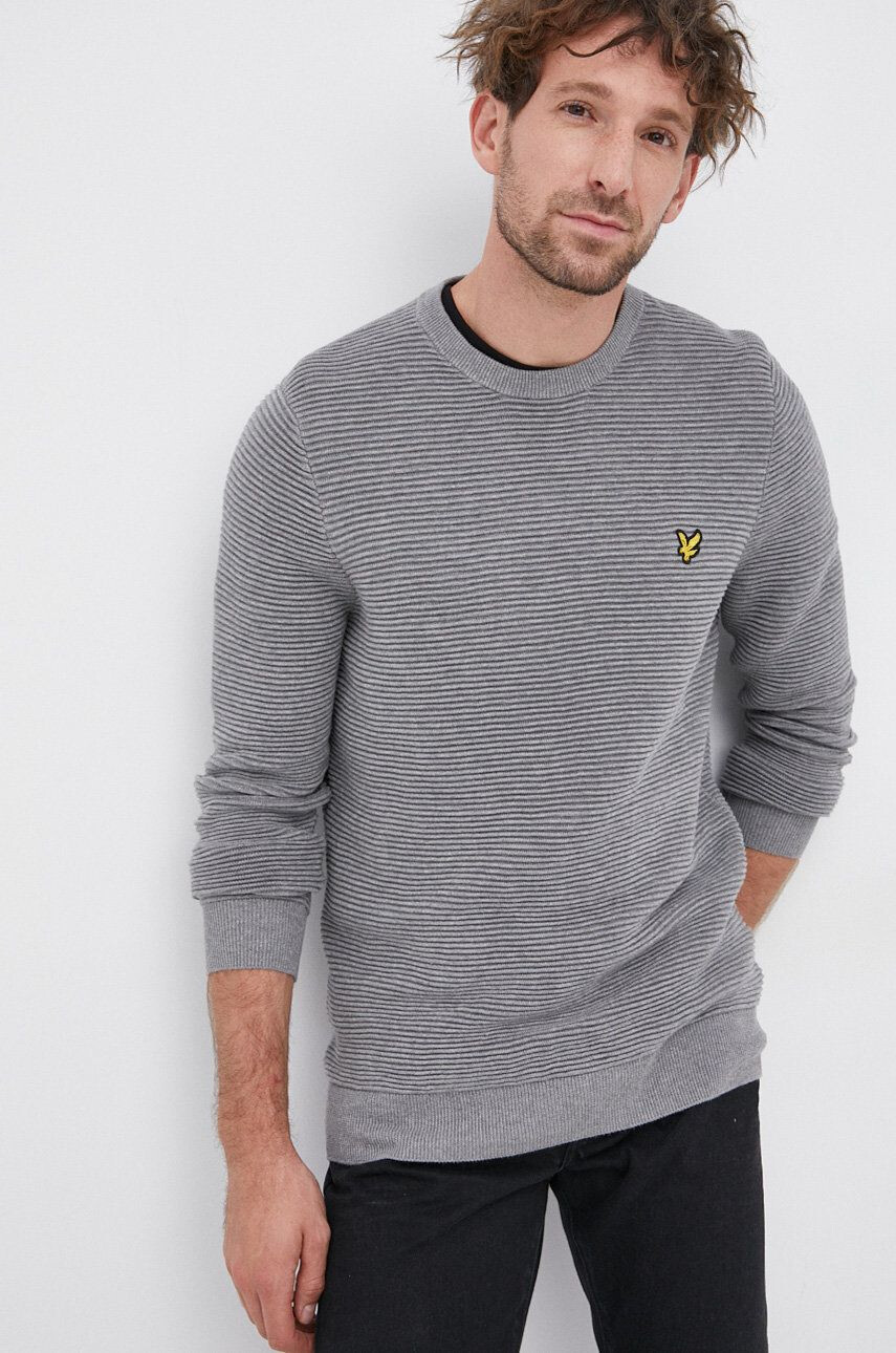 Lyle & Scott Bavlněný svetr pánský šedá barva lehký - Pepit.cz