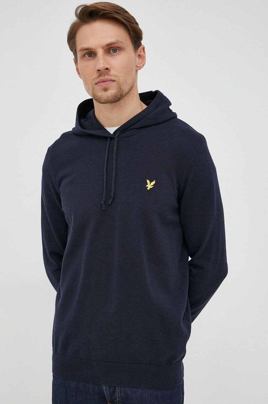 Lyle & Scott Bavlněný svetr pánský tmavomodrá barva lehký - Pepit.cz