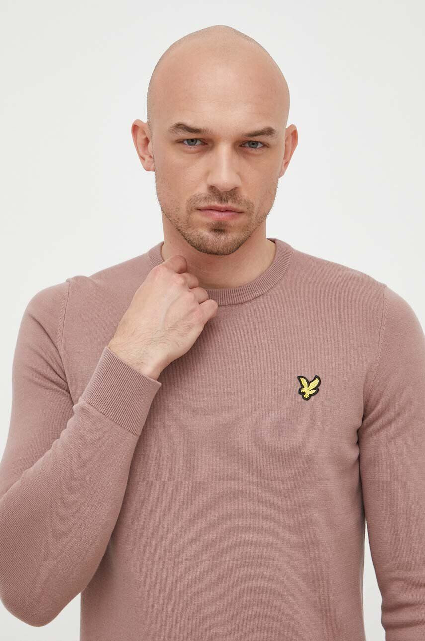 Lyle & Scott Bavlněný svetr růžová barva lehký - Pepit.cz