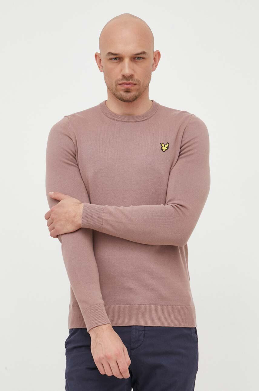 Lyle & Scott Bavlněný svetr růžová barva lehký - Pepit.cz