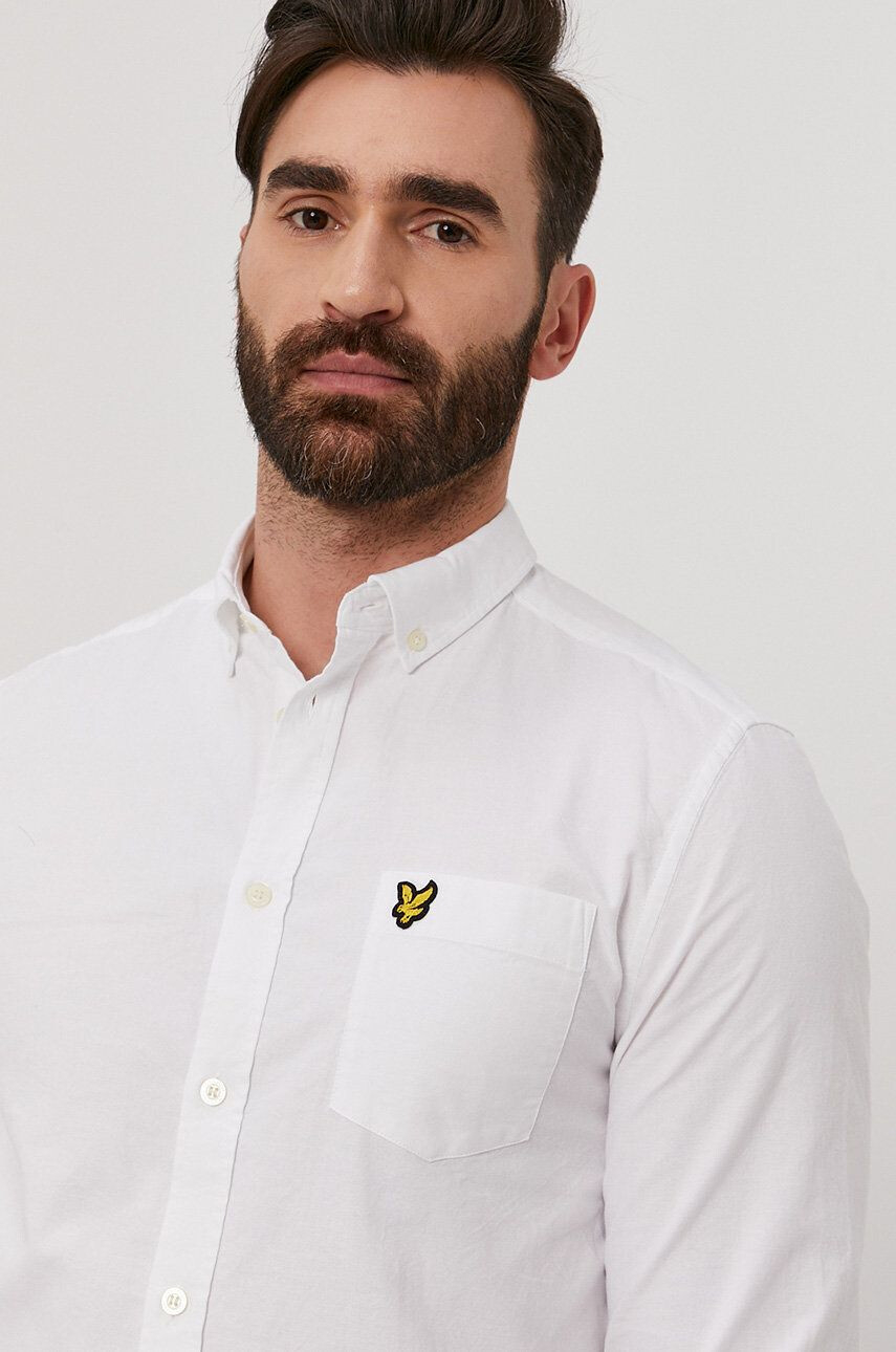 Lyle & Scott Košile pánská bílá barva slim s klasickým límcem - Pepit.cz