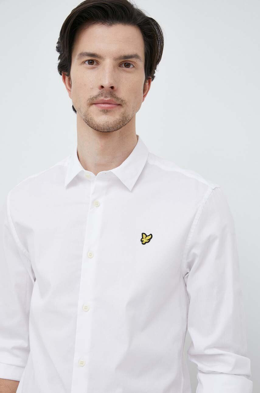 Lyle & Scott Košile pánská bílá barva slim s klasickým límcem - Pepit.cz