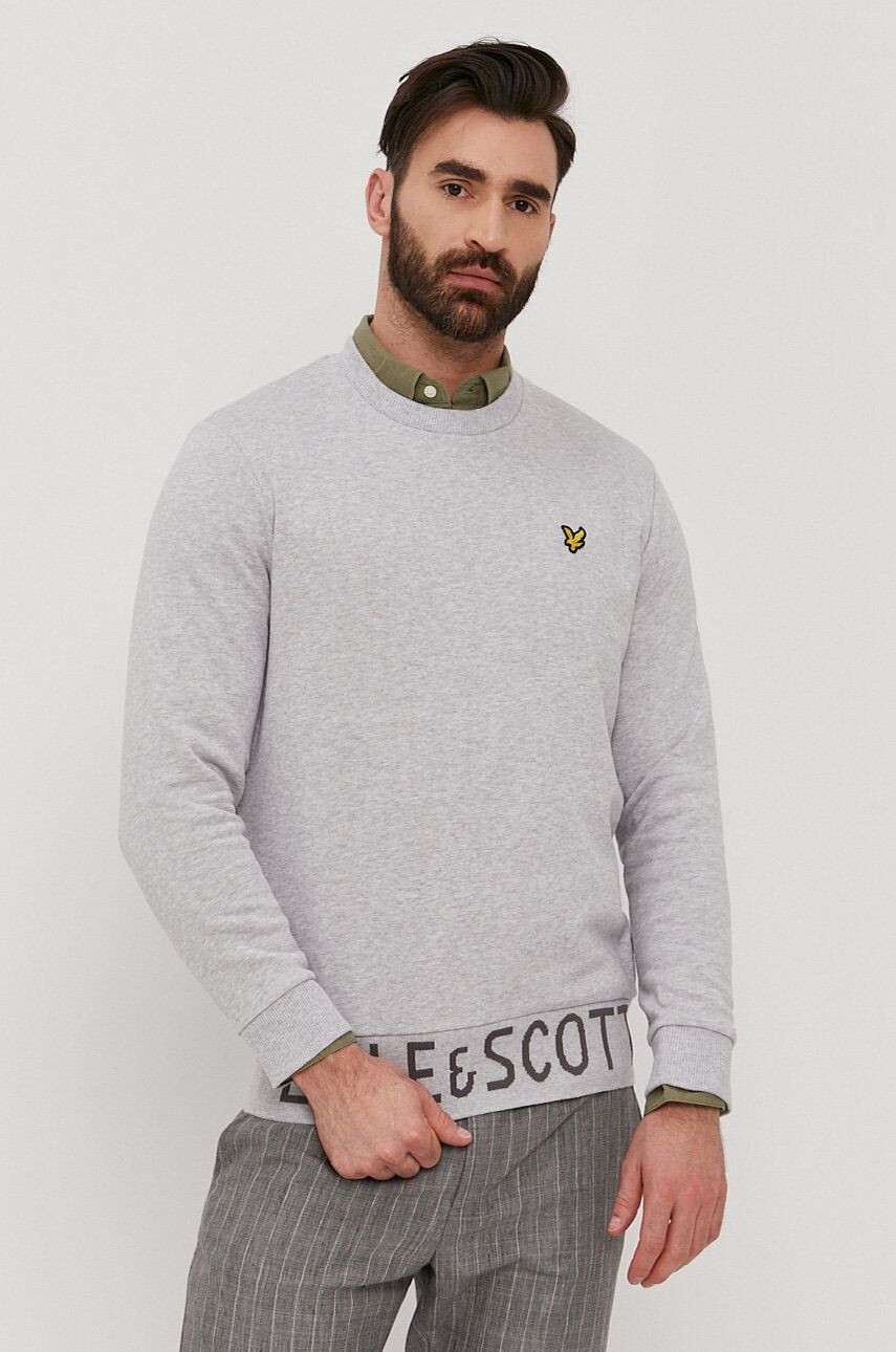 Lyle & Scott Mikina pánská žlutá barva s aplikací - Pepit.cz