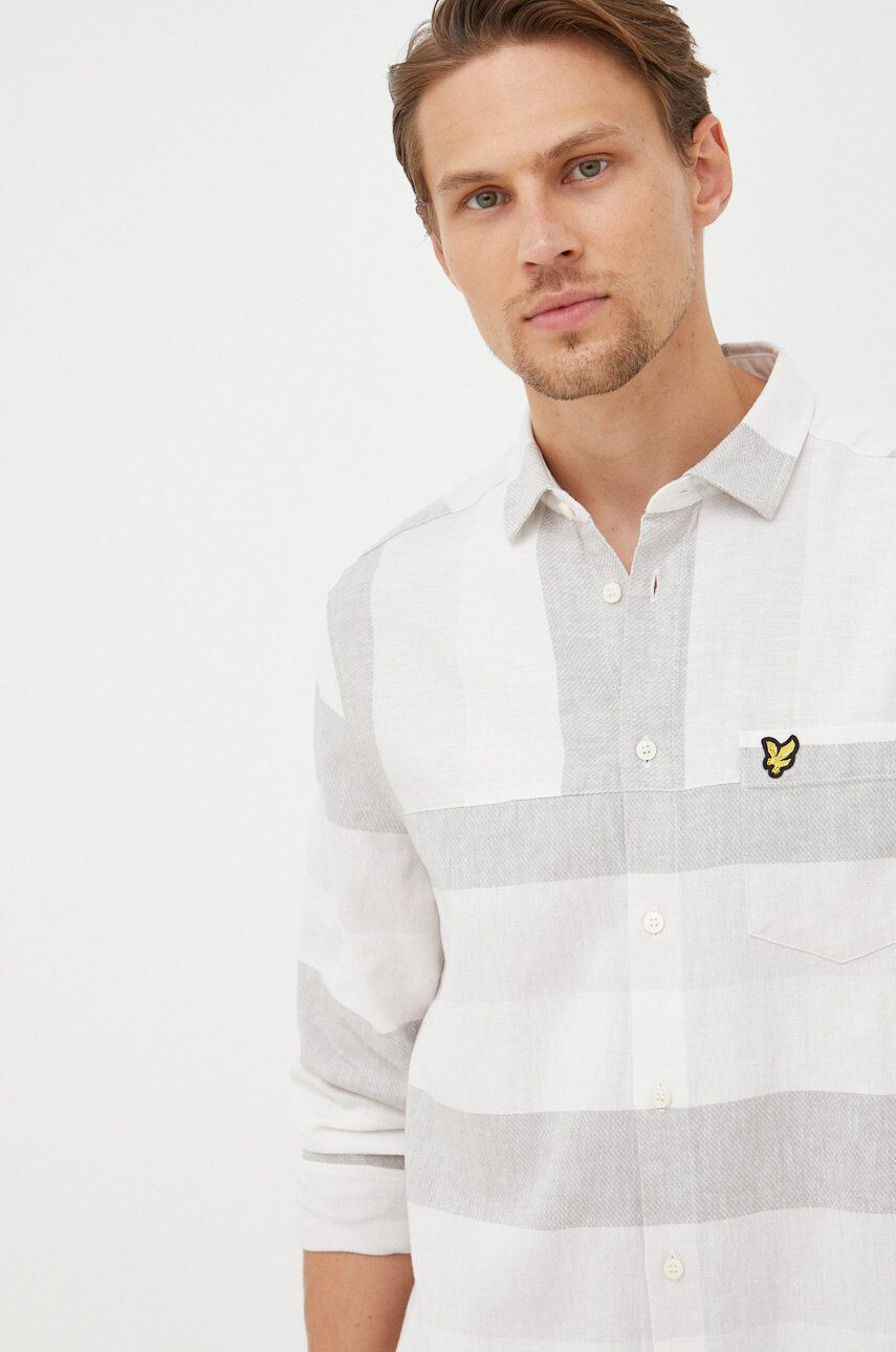 Lyle & Scott Plátěná košile pánská šedá barva regular s klasickým límcem - Pepit.cz