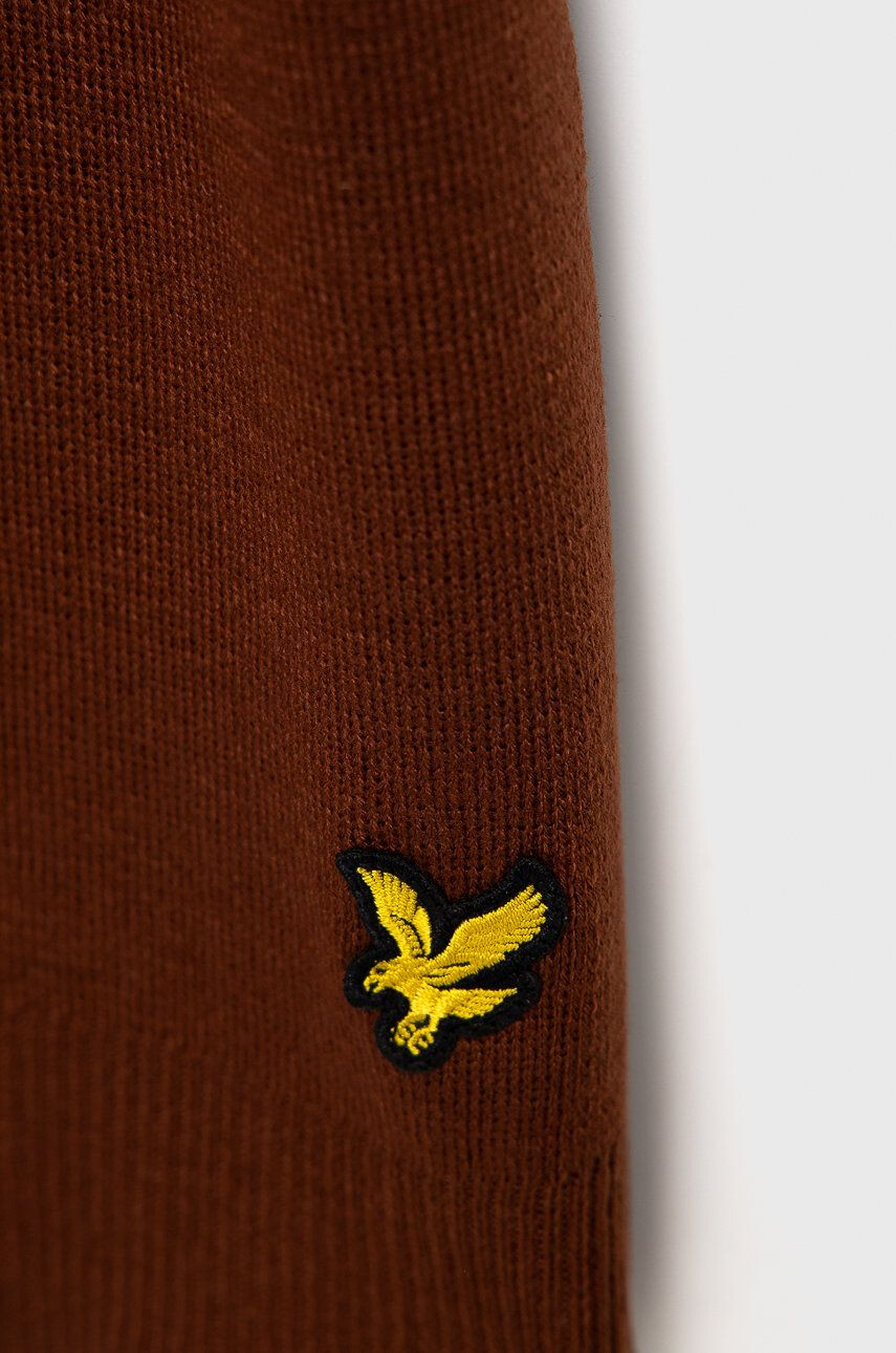 Lyle & Scott Šála hnědá barva hladká - Pepit.cz