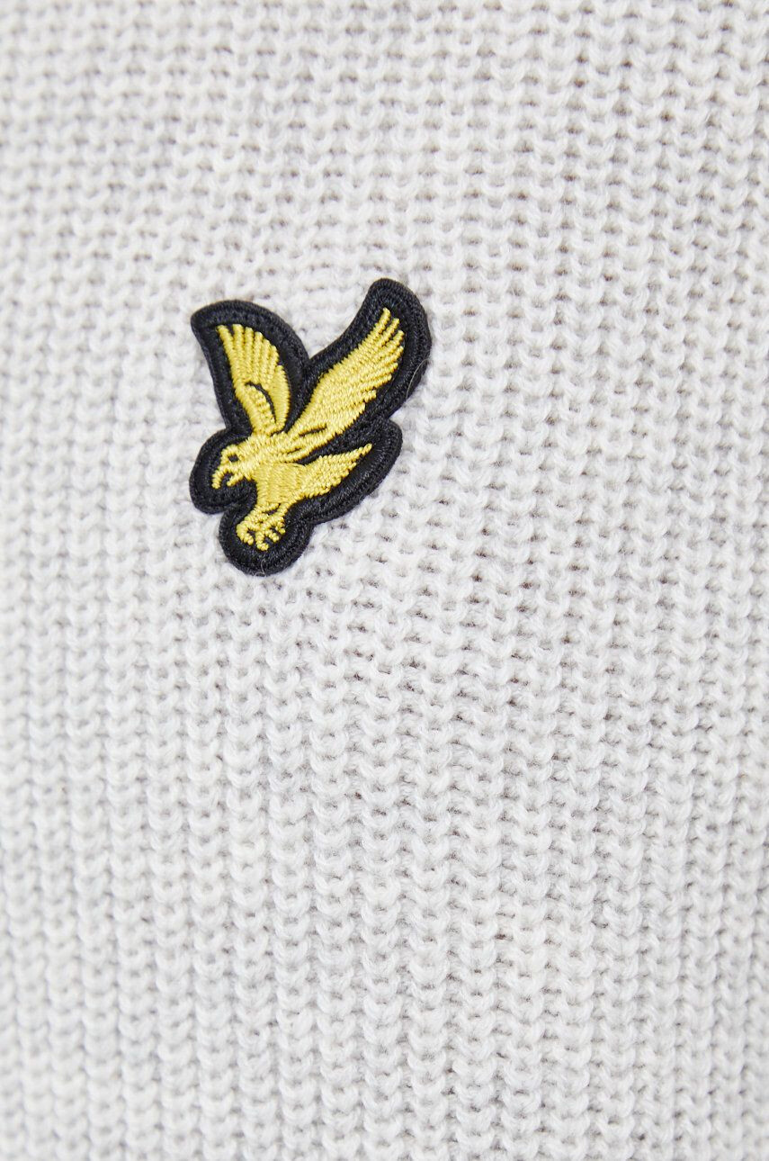 Lyle & Scott Svetr z vlněné směsi dámský šedá barva s pologolfem - Pepit.cz