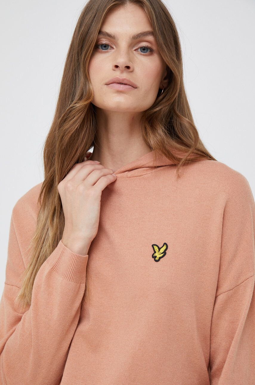 Lyle & Scott Svetr z vlněné směsi dámský oranžová barva lehký - Pepit.cz