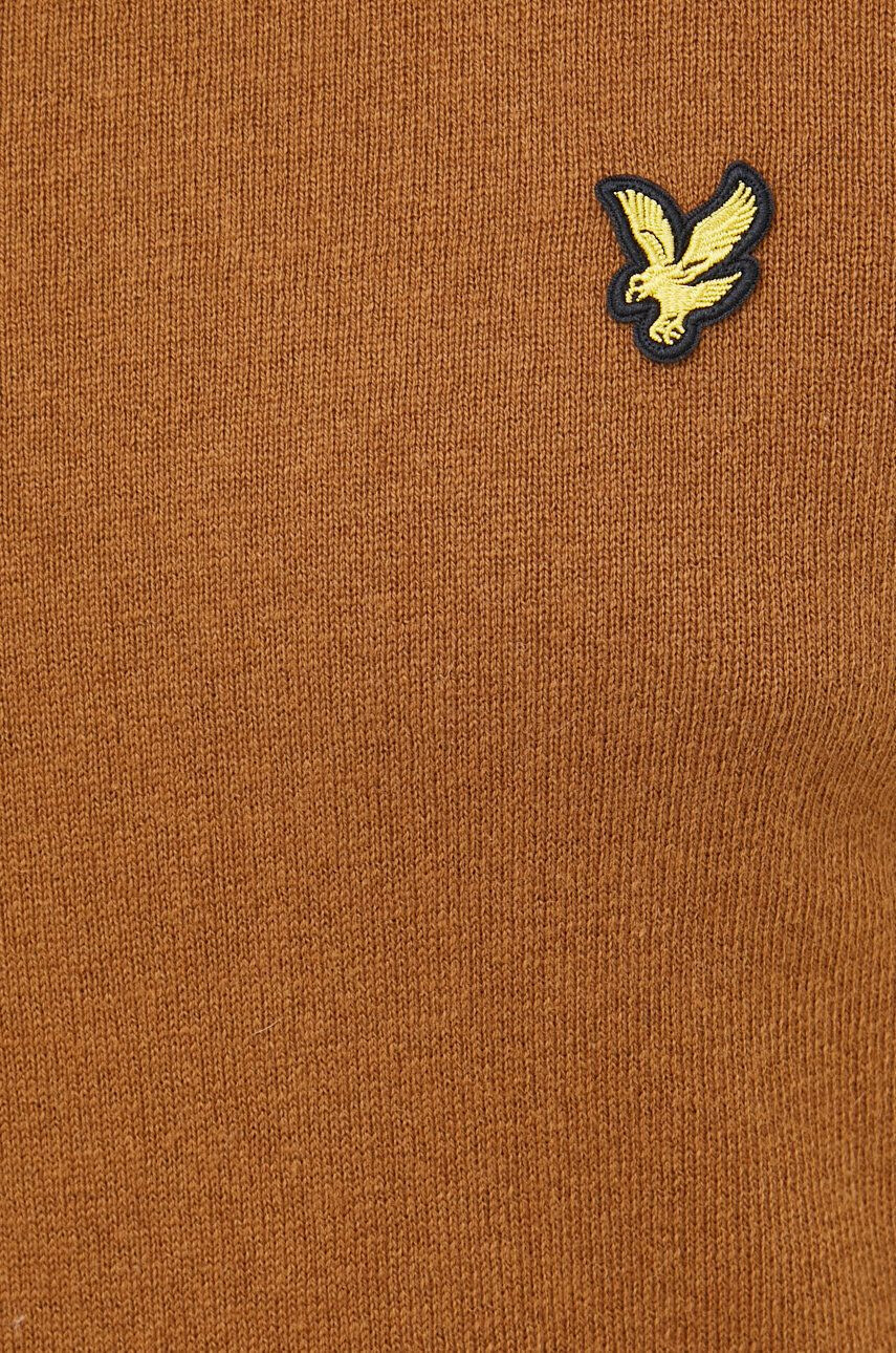 Lyle & Scott Svetr z vlněné směsi pánský hnědá barva lehký - Pepit.cz