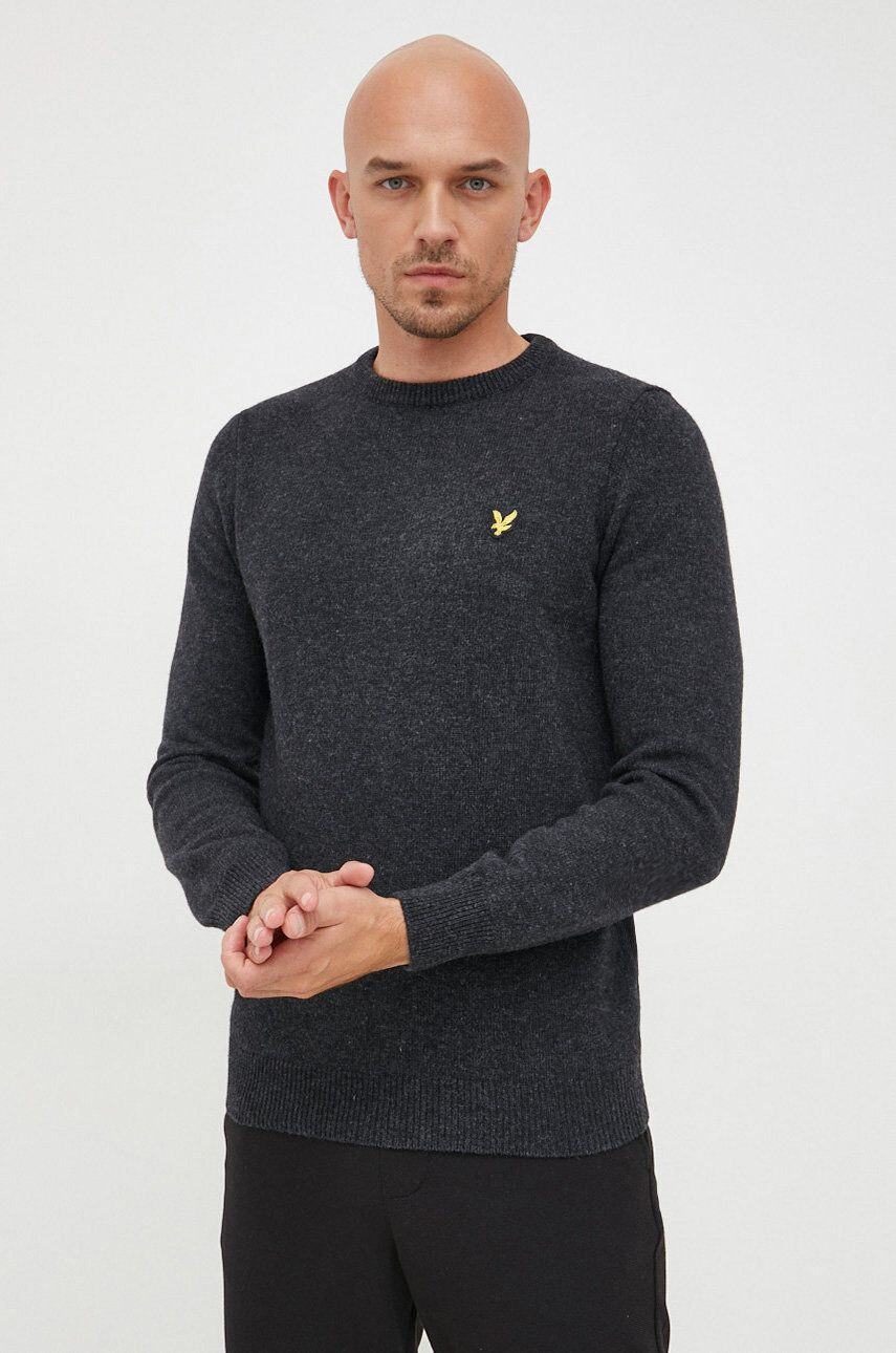 Lyle & Scott Vlněný svetr pánský šedá barva lehký - Pepit.cz