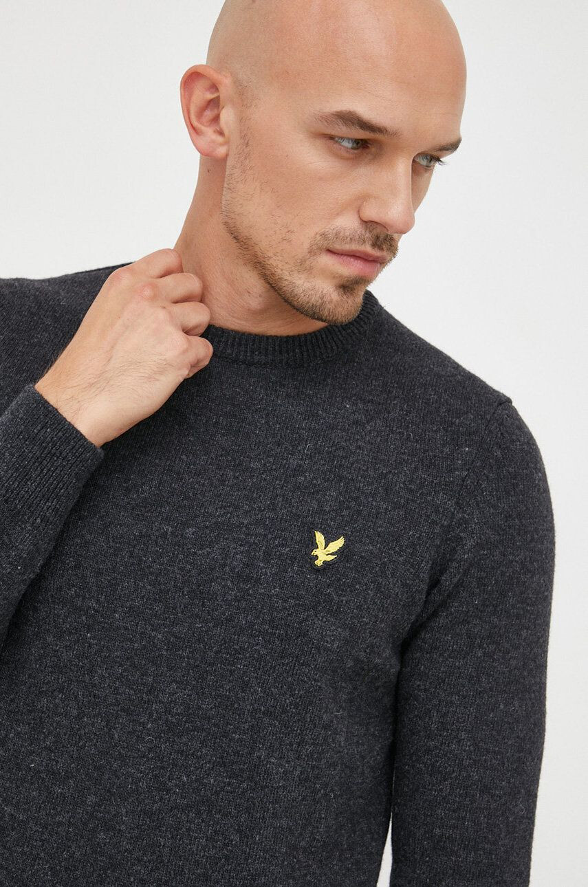 Lyle & Scott Vlněný svetr pánský šedá barva lehký - Pepit.cz