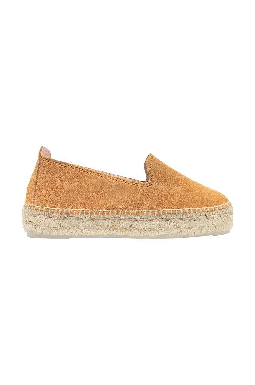 Manebi Semišové espadrilky Double Sole Espadrilles hnědá barva na platformě R 3.9 D0 - Pepit.cz