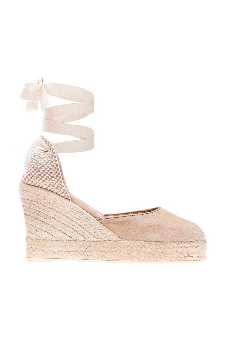 Manebi Semišové espadrilky Wedge Espadrilles béžová barva M 1.1 WV - Pepit.cz