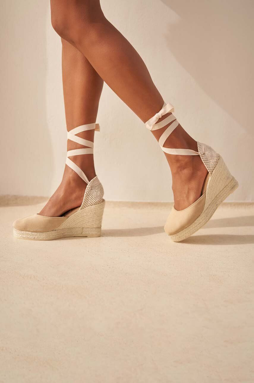 Manebi Semišové espadrilky Wedge Espadrilles béžová barva M 1.1 WV - Pepit.cz