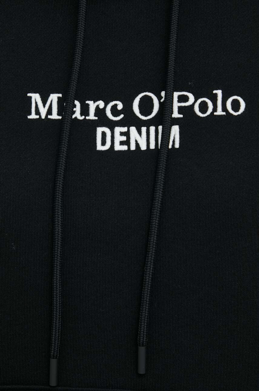 Marc O'Polo Bavlněná mikina DENIM dámská černá barva s kapucí s aplikací - Pepit.cz