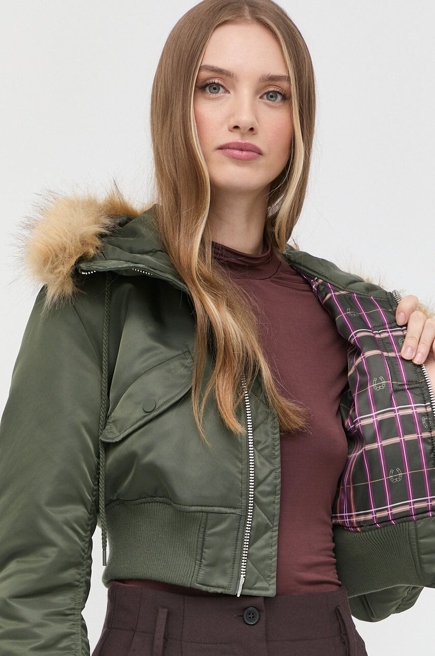 Max&Co. Bomber bunda zelená barva zimní oversize - Pepit.cz