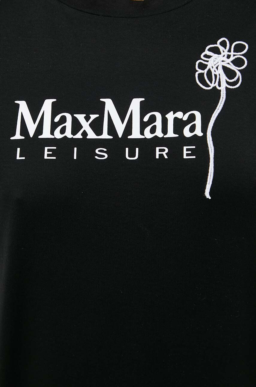 Max Mara Leisure Bavlněné tričko černá barva - Pepit.cz