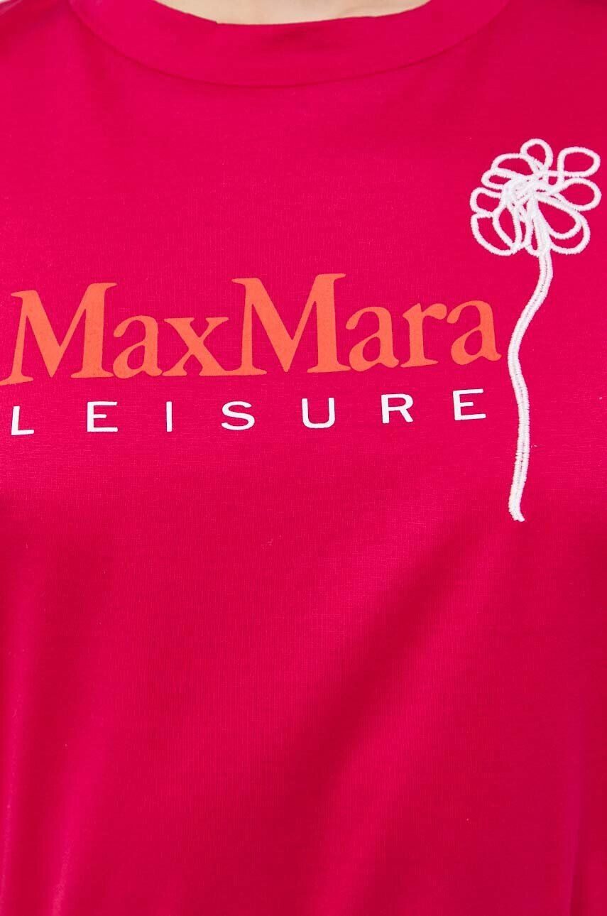 Max Mara Leisure Bavlněné tričko růžová barva - Pepit.cz