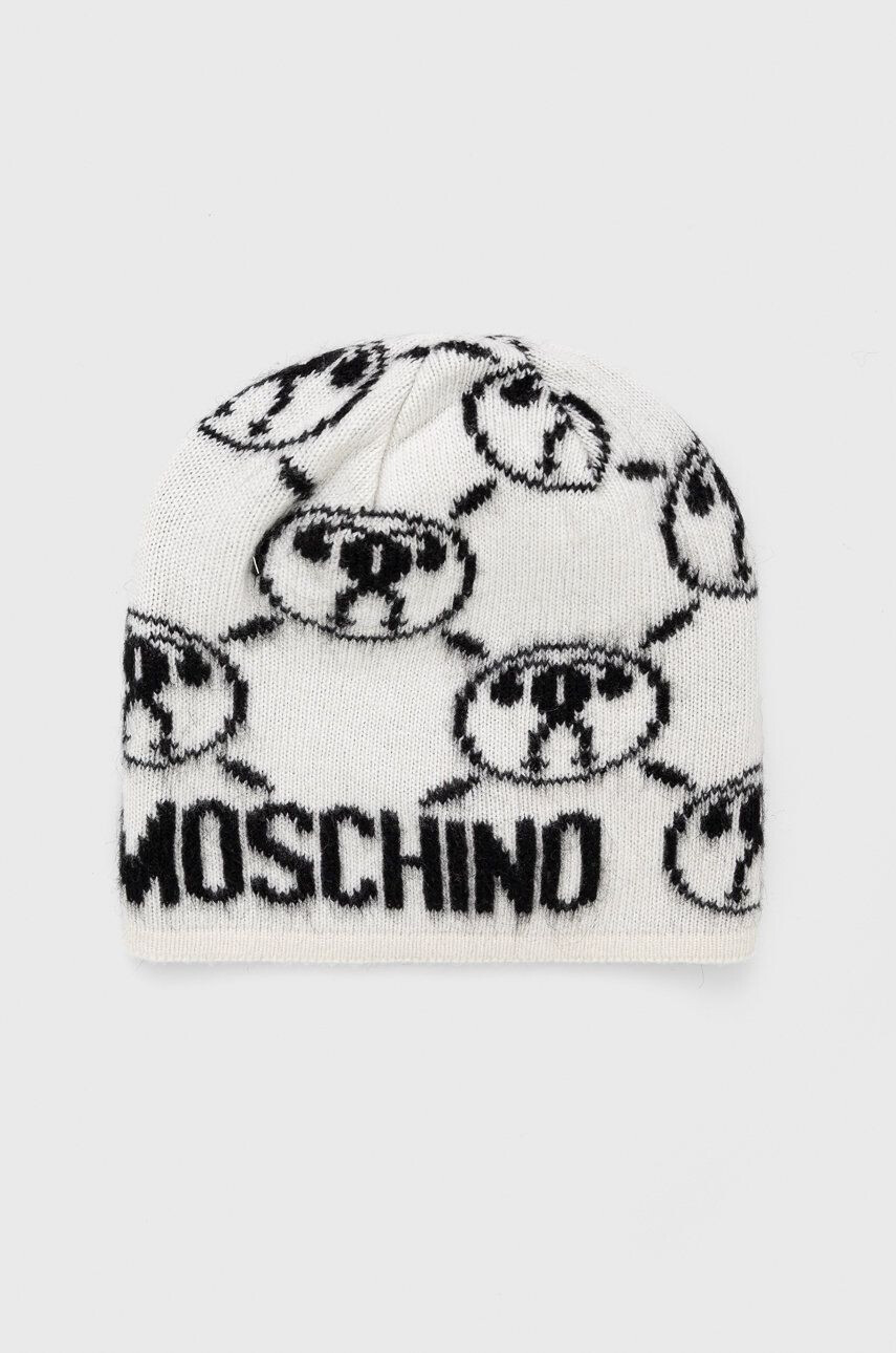 Moschino Čepice z vlněné směsi bílá barva - Pepit.cz