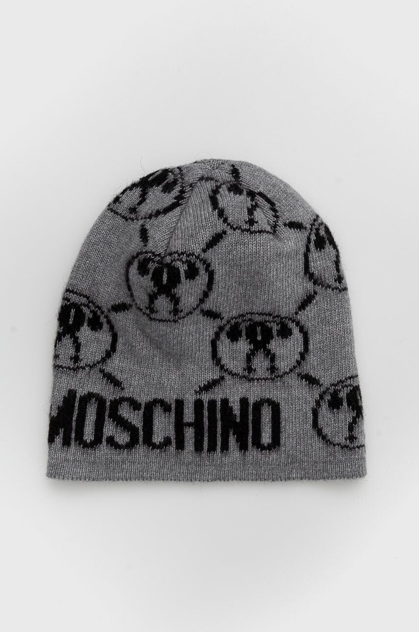 Moschino Čepice z vlněné směsi šedá barva - Pepit.cz