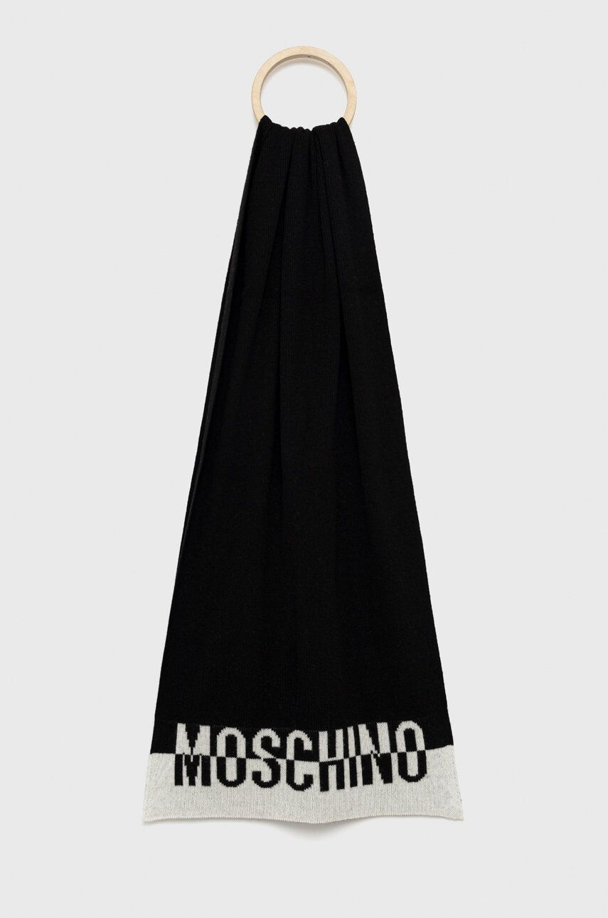 Moschino Šátek z vlněné směsi černá barva hladký - Pepit.cz