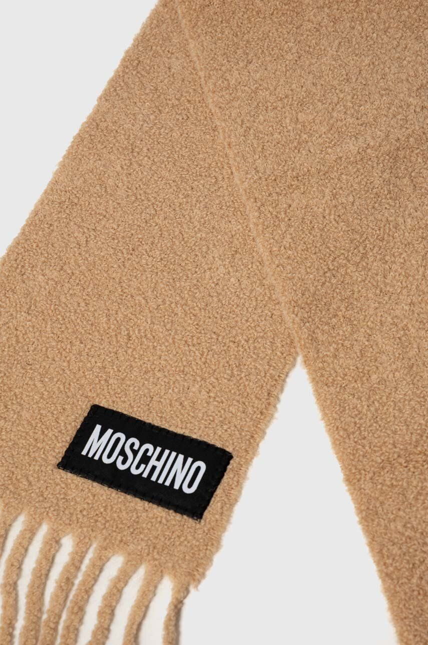 Moschino Vlněná šála béžová barva - Pepit.cz