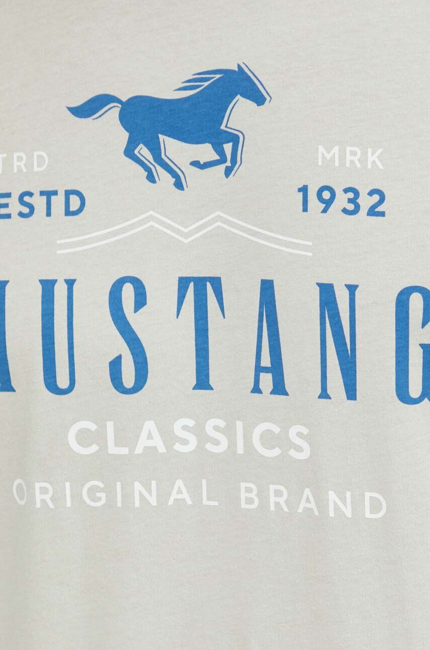 Mustang Bavlněné tričko Style Alex C Print šedá barva s potiskem - Pepit.cz